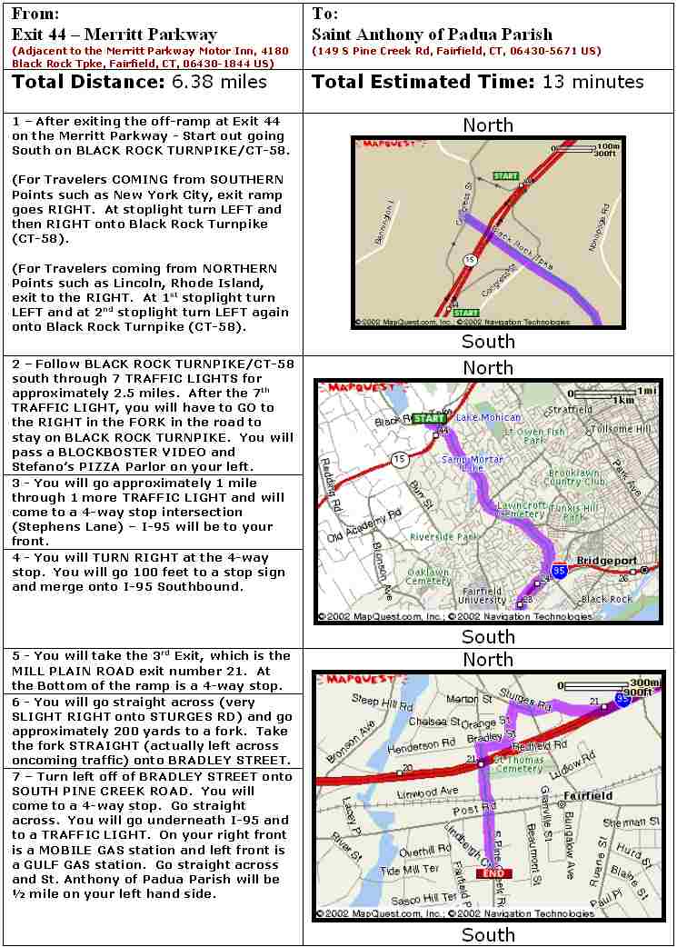 Merritt PKWY from all points North & South